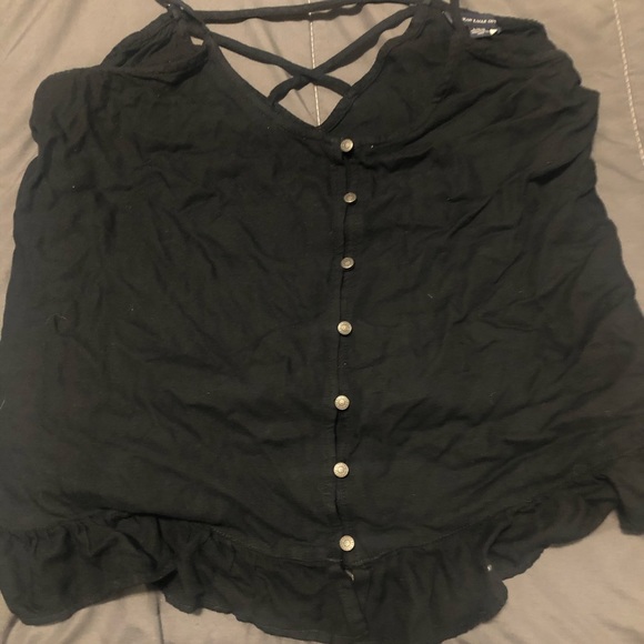 American Eagle Outfitters Tops - Black tank top. Bottom frill button up